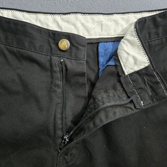 Volcom Men 33 Black Vmonty Flat Front Chino Shorts - Picture 4 of 12